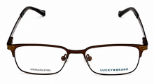 Load image into Gallery viewer, Lucky Brand Mens Ophthalmic Eyeglass Rectangle Brown Metal D802 47mm
