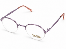 Load image into Gallery viewer, Bob Mackie Mens Satin Violet Round Rimless Metal Eyewear Frame. BM 854. 47mm
