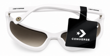 Load image into Gallery viewer, Converse Mens Matte White Gray Rectangle Wrap Plastic Sunglass, H118
