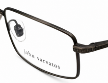 Load image into Gallery viewer, John Varvatos Mens Ophthalmic Eyeglass Rectangle Antique Pewter Metal V130. 54mm
