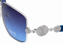 Load image into Gallery viewer, Esprit Womens Sunglass Silver Blue Aviator, Smoke Gradient Lens 19324 543
