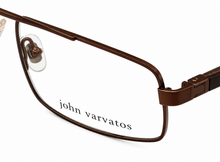 Load image into Gallery viewer, John Varvatos Mens Brown Rectangle Metal Eyewear Frame V125. 52mm
