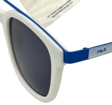 Load image into Gallery viewer, Fila Mens Soft Square White Blue Top Bar Sunglass , Solid Smoke Lens SF9335 06VC
