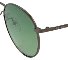 Load image into Gallery viewer, Sting Mens Black Round Metal Sunglass, Green Lens SST 189 568G
