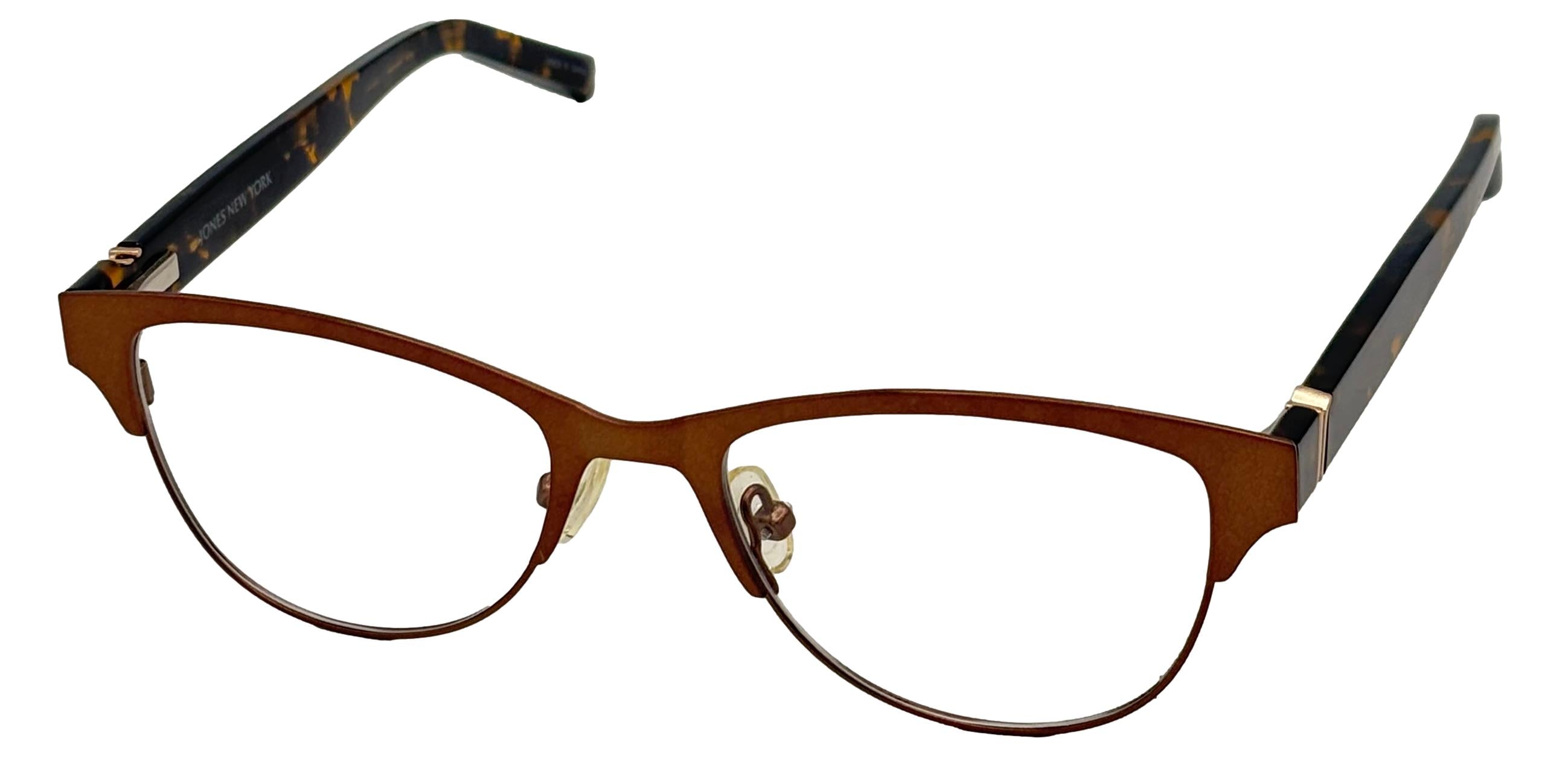 Jones New York Womens Metal Soft Rectangle Eyewear Frame, J134 Brown 48mm