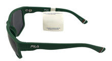 Load image into Gallery viewer, Fila Mens Matte Dark Green Rectangle Plastic Wrap Sunglass, Smoke Lens SF9337. 0B56

