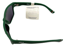 Load image into Gallery viewer, Fila Mens Matte Dark Green Rectangle Plastic Wrap Sunglass, Smoke Lens SF9337. 0B56
