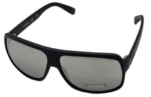 Load image into Gallery viewer, Guess Mens Matte Black Rectangle Sunglasses, Silver Mirror Lens. GF0204. 2X
