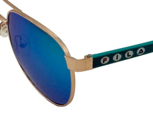 Load image into Gallery viewer, Share Fila Big Kids Gold Metal Aviator Sunglass, Blue Mirror Lens SF1157 50mm
