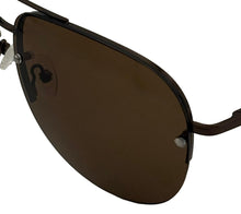 Load image into Gallery viewer, Timberland Men Shiny Brown Rimless Sunglass Metal Aviator Brown Lens TB7174 49E
