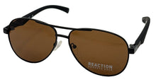 Load image into Gallery viewer, Kenneth Cole Reaction Black Mens Metal Sunglass Aviator, Brown Lens KC1431. 1E
