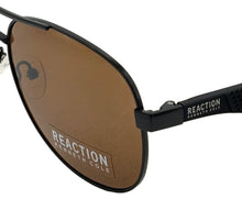 Load image into Gallery viewer, Kenneth Cole Reaction Black Mens Metal Sunglass Aviator, Brown Lens KC1431. 1E
