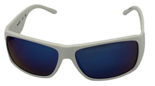Load image into Gallery viewer, Timberland Mens White Plastic Rectangle Wrap Sunglass, Blue Mirror TB7292. 21C
