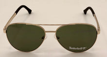 Load image into Gallery viewer, Timberland Gold Mens Metal Aviator Sunglass, Green Lens TB7210. 32N
