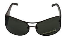 Load image into Gallery viewer, Carolina Herrera Black Womens Metal Rectangle Wrap Sunglass Green Lens H719
