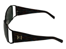 Load image into Gallery viewer, Carolina Herrera Black Womens Metal Rectangle Wrap Sunglass Green Lens H719
