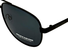 Load image into Gallery viewer, Skechers Mens Shiny Black Aviator Metal Sunglass, Solid Smoke Lens SE8058. 1A
