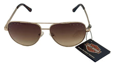 Load image into Gallery viewer, Harley Davidson Mens Gold Metal Aviator Sunglass, Gradient Lens HD5052. 32F
