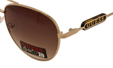 Load image into Gallery viewer, Guess Sunglass Mens Gold Metal Aviator, Brown Gradient Lens GO00001. 32F

