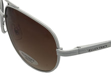 Load image into Gallery viewer, Ellen Tracy Womens White Metal Aviator Sunglass, Brown Gradient Lens ET518 2
