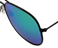 Load image into Gallery viewer, Perry Ellis Mens Sunglass Classic Black Metal Aviator, Green Mirror Lens PE47 6
