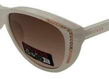 Load image into Gallery viewer, Guess Womens White Cat Eye Plastic Sunglass, Brown Gradient Lens GO00006 21F
