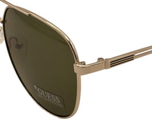 Load image into Gallery viewer, Guess Sunglass Mens Gold Metal Aviator, Green Lens GF0231. 32N

