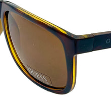 Load image into Gallery viewer, Guess Sunglass Mens Havana Rectangle Plastic Wrap, Brown Lens GF0234. 52E
