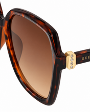 Load image into Gallery viewer, Guess Sunglass Womens Dark Havana Oversized Square Plastic, Gradient GF0425. 52F
