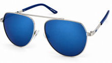Load image into Gallery viewer, Fila Unisex Sunglasses Silver Metal Aviator , Blue Flash Lens SF1274. 579
