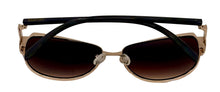 Load image into Gallery viewer, Kenneth Cole Reaction Womens Black Gold Metal Cateye Sunglass KC1352. 52F

