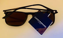 Load image into Gallery viewer, Lucky Brand Mens Black Plastic Rectangle Sunglass, Blue Flash Alexander
