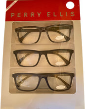 Load image into Gallery viewer, Perry Ellis Mens 3 Pack Plastic Rectangle Reading Glass PEBX 53 2.0
