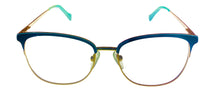 Load image into Gallery viewer, Lucky Womens Ophthalmic Eyeglass Soft Rectangle Teal Gold Metal D514 52mm
