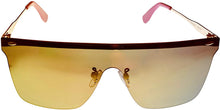 Load image into Gallery viewer, Converse Mens Flat Front Mount Rose Gold Metal Shield Sunglass, Gold Flash Lens H119
