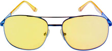 Load image into Gallery viewer, Fila Mens Blue Metal Aviator Sunglass, Yellow Lens SF9980. 0SCW Fila
