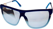 Load image into Gallery viewer, Fila Mens Blue Silver Rectangle Shield Plastic Wrap Sunglass, Smoke Flash Lens SF9343 C03X Fila
