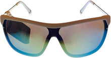 Load image into Gallery viewer, Fila Mens White Gold Rectangle Shield Plastic Wrap Sunglass, Gold Flash Lens SF9343 6VCA
