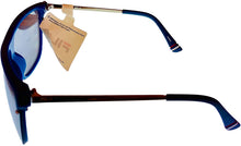 Load image into Gallery viewer, Fila Mens Blue Silver Rectangle Shield Plastic Wrap Sunglass, Smoke Flash Lens SF9343 C03X Fila
