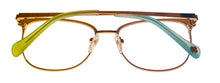 Load image into Gallery viewer, Lucky Womens Ophthalmic Eyeglass Soft Rectangle Teal Gold Metal D514 52mm

