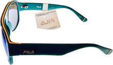 Load image into Gallery viewer, Fila Mens Plastic Matt Dark Green Rectangle Aviator Sunglass, Blue Flash Lens SF9346 B56B
