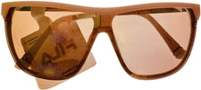 Load image into Gallery viewer, Fila Mens White Gold Rectangle Shield Plastic Wrap Sunglass, Gold Flash Lens SF9343 6VCA

