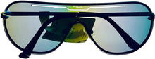 Load image into Gallery viewer, Fila Mens Shiny Light Blue Shield Metal Wrap Sunglass, Silver Flash Lens SF9981 8EEX Fila
