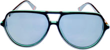 Load image into Gallery viewer, Fila Mens Plastic Black Crystal Green Aviator Sunglass, Smoke Lens SF9342 07M4
