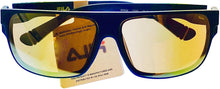 Load image into Gallery viewer, Fila Mens Matte Blue Rectangle Shield Plastic Wrap Sunglass, Flash Lens SF9336 C03X Fila
