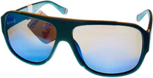 Load image into Gallery viewer, Fila Mens Plastic Matt Dark Green Rectangle Aviator Sunglass, Blue Flash Lens SF9346 B56B
