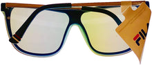 Load image into Gallery viewer, Fila Mens Blue Silver Rectangle Shield Plastic Wrap Sunglass, Smoke Flash Lens SF9343 C03X Fila
