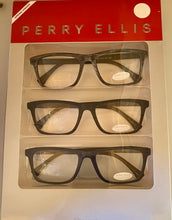 Load image into Gallery viewer, Perry Ellis Mens 3 Pack Plastic Rectangle Reading Glass PEBX 53 2.0
